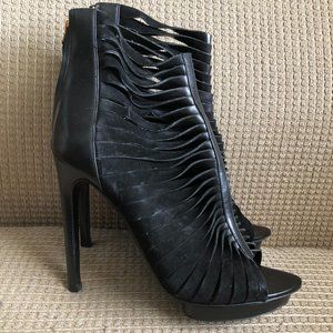 TOM FORD Women's Black Leather Peep-Toe Platform Shoes